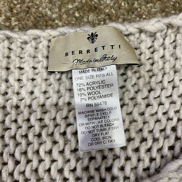 Berretti Woman's Oversize Drape Sweater Grey Shimmer One Size Italy 10% Wool - Picture 5 of 10